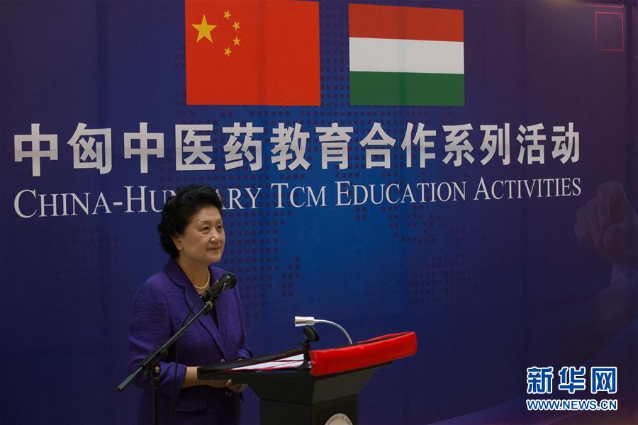 6月18日，在匈牙利布達(dá)佩斯，中國(guó)國(guó)務(wù)院副總理劉延?xùn)|出席中匈中醫(yī)藥教育合作系列活動(dòng)時(shí)講話。中國(guó)國(guó)務(wù)院副總理劉延?xùn)|18日在布達(dá)佩斯考察匈牙利塞梅爾維斯醫(yī)科大學(xué)并出席中匈中醫(yī)藥教育合作系列活動(dòng)。 新華社發(fā)（弗爾季&middot;奧蒂洛攝）