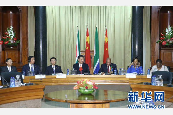 12月2日，國家主席習近平在比勒陀利亞同南非總統祖馬舉行會談。 新華社記者 馬占成 攝  